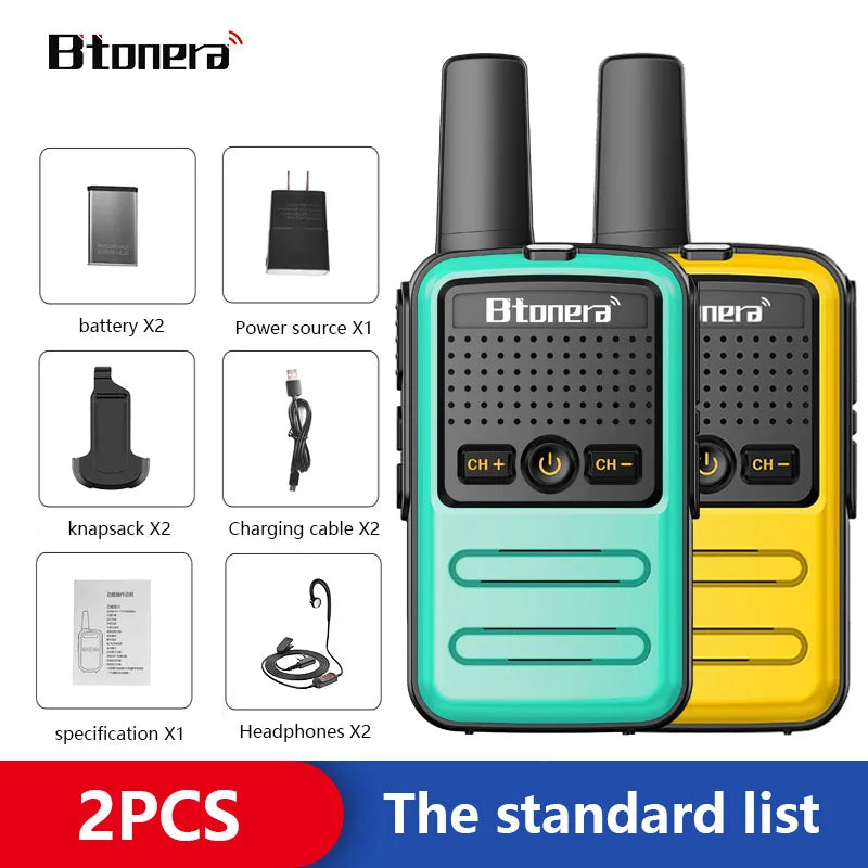 Mini Walkie Talkie 16CH UHF 400-470MHz 2 pcs Portable Radio, Btonera