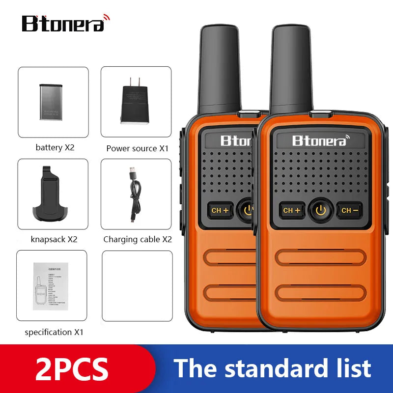 Mini Walkie Talkie 16CH UHF 400-470MHz 2 pcs Portable Radio, Btonera