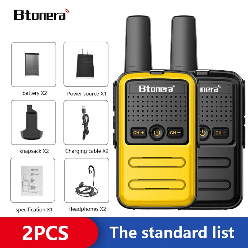 Mini Walkie Talkie 16CH UHF 400-470MHz 2 pcs Portable Radio, Btonera