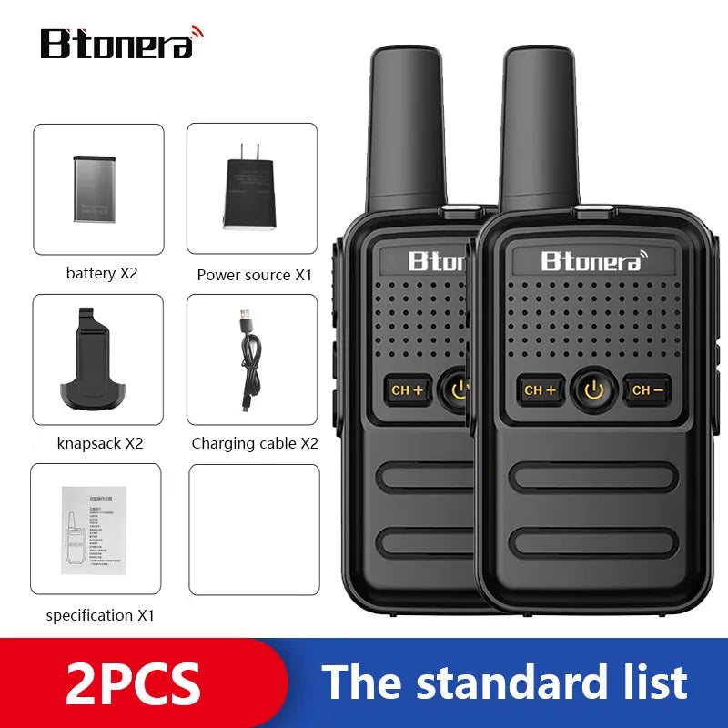 Mini Walkie Talkie 16CH UHF 400-470MHz 2 pcs Portable Radio, Btonera